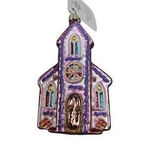 NEW 2000 Christopher Radko Ginger Chapel Glass Christmas Ornament Church